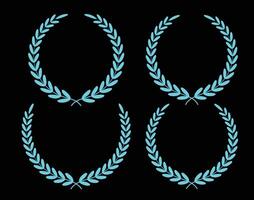 Sky color laurel leaf wreaths collection on a black background vector