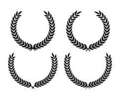 Black silhouette circular laurel foliate design with a background vector