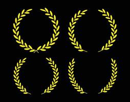Set of laurel golden leaf wreaths elements design vector