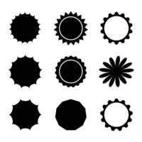 Black starburst badges promotional labels set design vector
