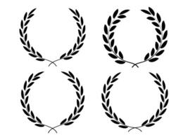 Black laurel leaf wreaths collection on a white background vector