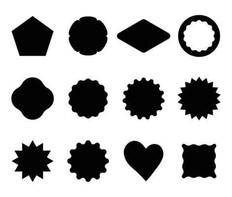 Black star and badges labels set design