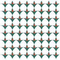 A repeating pattern of green leaf shapes with red teardrop designs arranged in a grid on a white background. vector