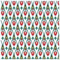 Repeating floral pattern featuring red roses with green leaves and yellow accents on a white background. vector