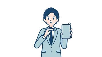 Biz man smartphone zoomup with alpha channel video