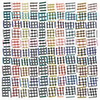 A vibrant collage of overlapping plaid patterns in various colors and orientations, creating a dynamic abstract design. vector