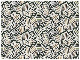 Abstract leaf pattern featuring earthy tones of brown, green, and black on a white background, with varied line thickness and shapes. vector