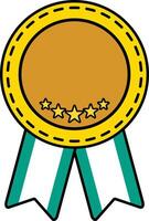 A circle medal with stars on it green ribbon white list vector
