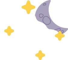 illustration of weather cartoon stary half moon night vector