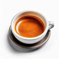 Coffee, angle perspective top view, isolated white background photo