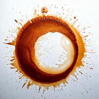 Coffee stain in a white light background photo