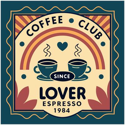Coffee club logo with two cups of coffee
