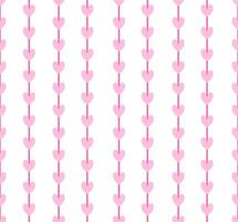 Seamless pattern with pink hearts on vertical lines. vector