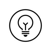 Light bulb, electric lamp icon isolated on circle line vector
