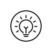 Light bulb, lamp outline icon on circle line vector