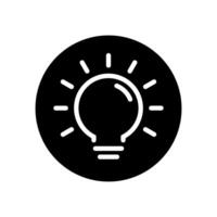 Light bulb outline, lamp insight icon on black circle vector