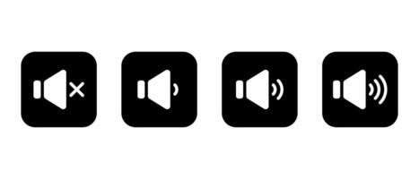 Sound speaker level icon on black square. Audio volume sign symbol vector