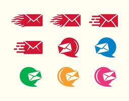 Chat Message and Mail logo icon design set vector
