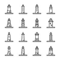 A set of lighthouse icons in a row vector