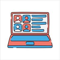 Profile Page on Laptop, A laptop screen showing multiple user profiles, symbolizing an account management page. vector