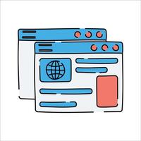 Multiple Web Pages, Overlapping browser windows, symbolizing multitab browsing or content management. vector