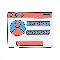 User Profile Dashboard, A website interface with a user icon, representing an account dashboard or profile settings. vector