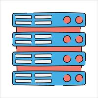 Server Racks, Three stacked server units, representing web hosting or data storage. vector
