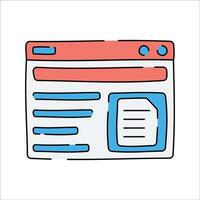 Article Web Page, A webpage layout with text blocks, representing an online article or blog. vector
