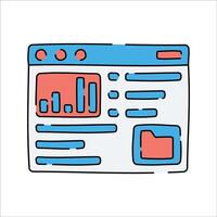 Analytics Dashboard, A browser window displaying graphs and charts, representing website analytics or data tracking. vector