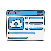 Cloud Upload Page, A webpage displaying an upload icon, representing cloud storage or file upload. vector