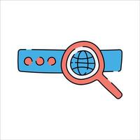 Search Bar with Magnifying Glass, A search bar with a magnifying glass, symbolizing web search or SEO. vector