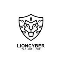 Lion head with shield logo concept. Best for cyber security, technology or network company vector