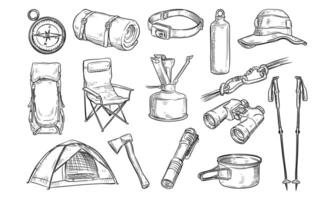 camping forest handdrawn collection vector