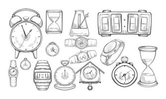 timer clock handdrawn collection vector