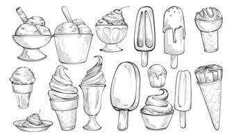 flavor ice cream handdrawn collection vector