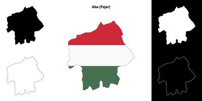 Aba district outline map set vector