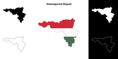 Balassagyarmat district outline map set vector