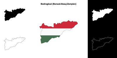 Bodrogkozi district outline map set vector