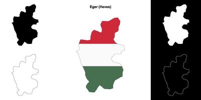 Eger district outline map set vector
