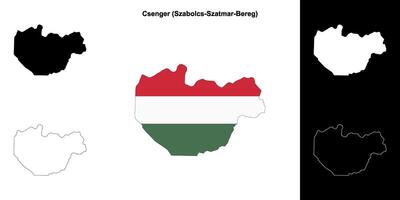 Csenger district outline map set vector