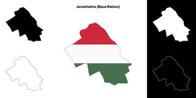 Janoshalma district outline map set vector