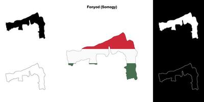 Fonyod district outline map set vector