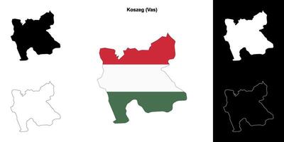 Koszeg district outline map set vector