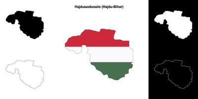 Hajduszoboszlo district outline map set vector