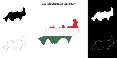 Derecske-Letavertes district outline map set vector