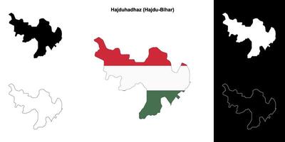 Hajduhadhaz district outline map set vector