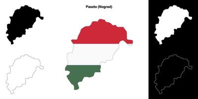 Paszto district outline map set vector