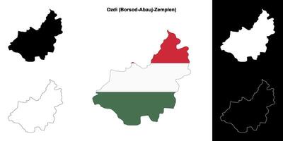 Ozdi district outline map set vector