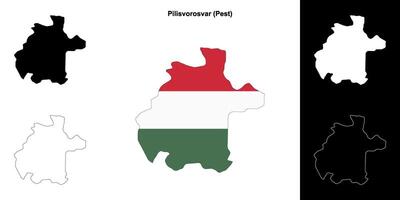 Pilisvorosvar district outline map set vector