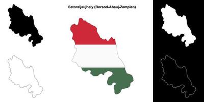 Satoraljaujhely district outline map set vector